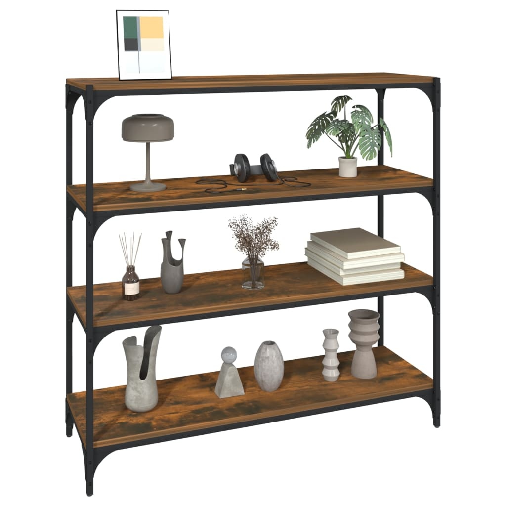 VidaXL Boekenkast 100x33x100 cm bewerkt hout en staal gerookt eiken