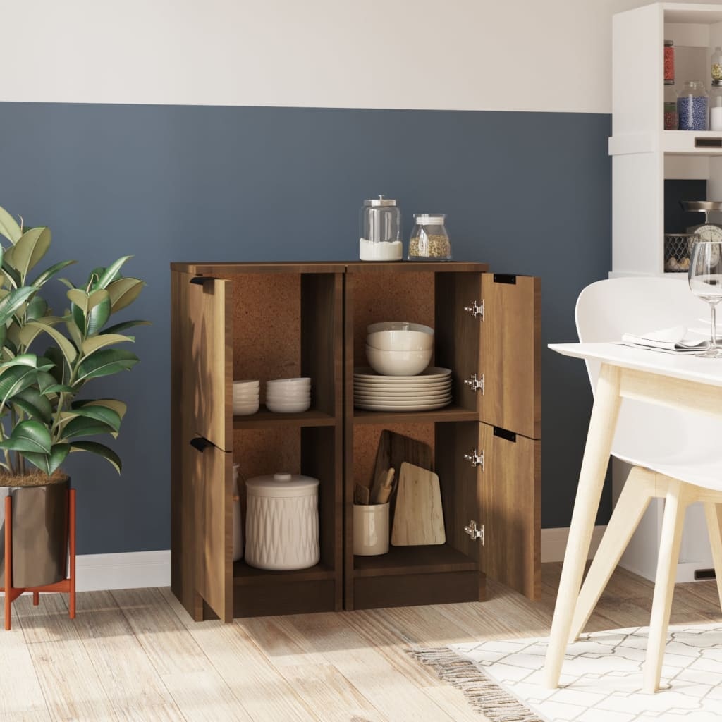 VidaXL Dressoirs 2 st 30x30x70 cm bewerkt hout bruin eikenkleur