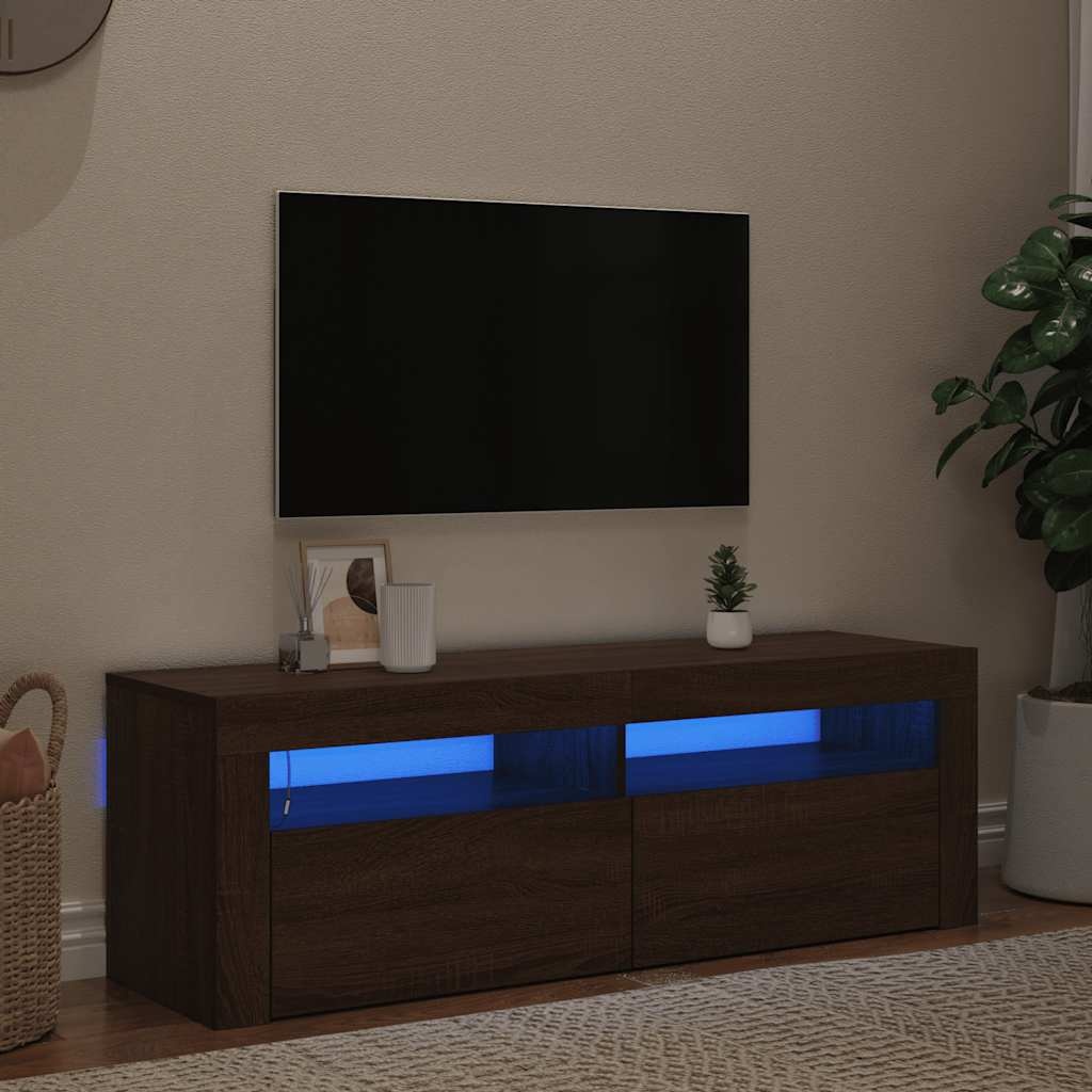 VidaXL Tv-meubel met LED-verlichting 120x35x40 cm bruin eikenkleur