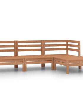 VidaXL 4-delige Loungeset massief grenenhout honingbruin
