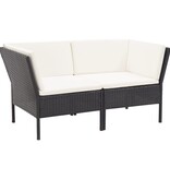 VidaXL 6-delige Loungeset met kussens poly rattan zwart