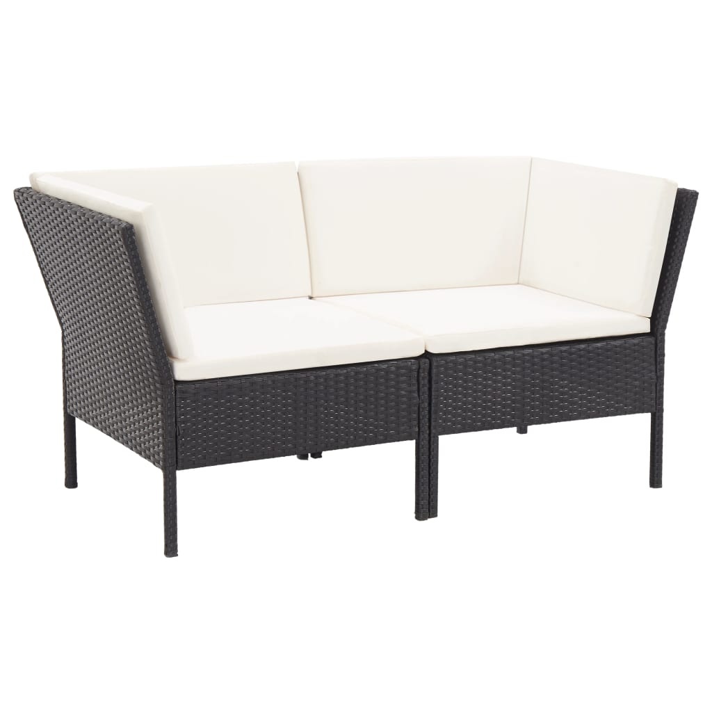 VidaXL 6-delige Loungeset met kussens poly rattan zwart
