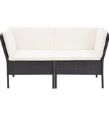 VidaXL 6-delige Loungeset met kussens poly rattan zwart