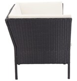 VidaXL 6-delige Loungeset met kussens poly rattan zwart