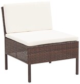 VidaXL 5-delige Loungeset met kussens poly rattan bruin