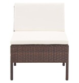 VidaXL 5-delige Loungeset met kussens poly rattan bruin