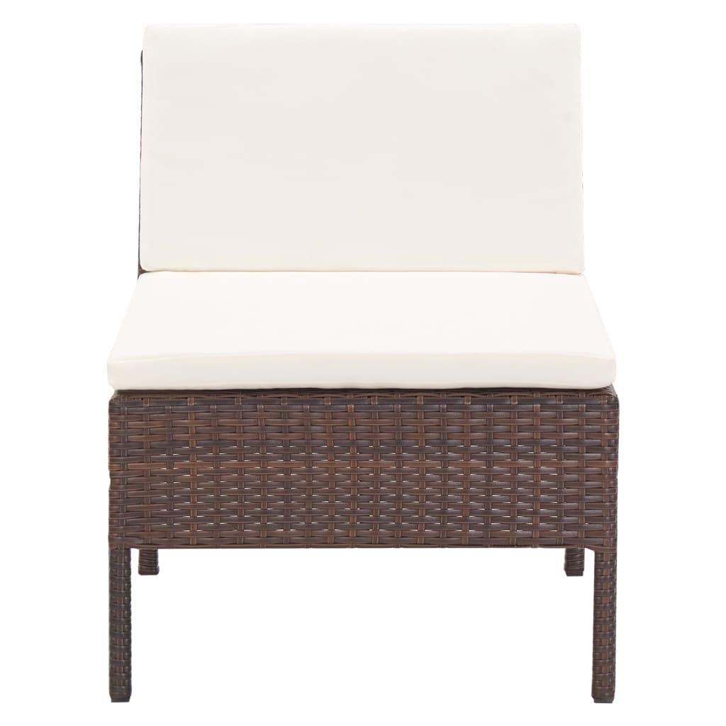 VidaXL 5-delige Loungeset met kussens poly rattan bruin
