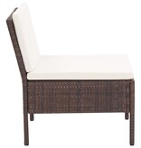 VidaXL 5-delige Loungeset met kussens poly rattan bruin