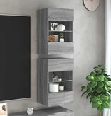 VidaXL Wandkasten met LED-verlichting voor tv 2 st 40x30x60,5 cm grijs sonoma eiken