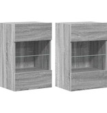 VidaXL Wandkasten met LED-verlichting voor tv 2 st 40x30x60,5 cm grijs sonoma eiken