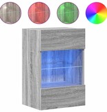 VidaXL Wandkasten met LED-verlichting voor tv 2 st 40x30x60,5 cm grijs sonoma eiken