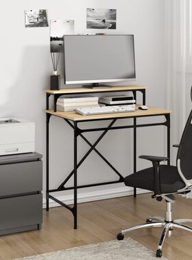 VidaXL Bureau 80x50x90 cm bewerkt hout en ijzer sonoma eikenkleurig