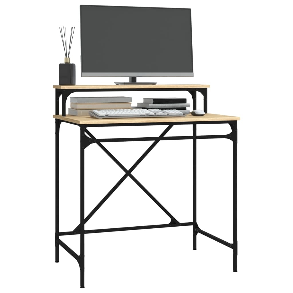 VidaXL Bureau 80x50x90 cm bewerkt hout en ijzer sonoma eikenkleurig