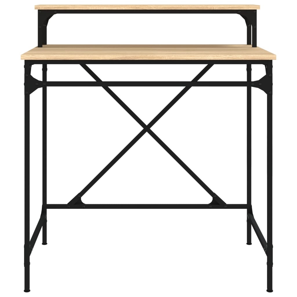 VidaXL Bureau 80x50x90 cm bewerkt hout en ijzer sonoma eikenkleurig