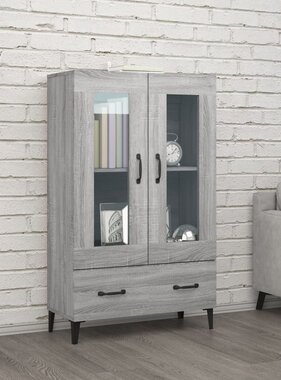VidaXL Hoge kast 70x31x115 cm bewerkt hout grijs sonoma eikenkleurig
