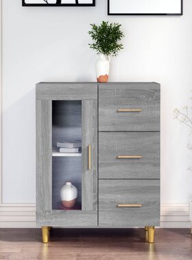 VidaXL Dressoir 69,5x34x90 cm bewerkt hout grijs sonoma eikenkleurig