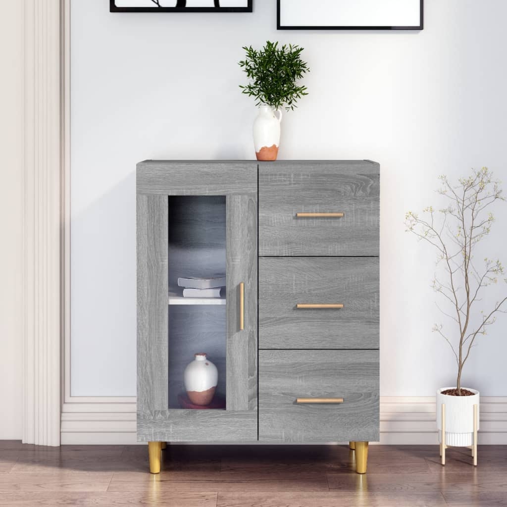 VidaXL Dressoir 69,5x34x90 cm bewerkt hout grijs sonoma eikenkleurig