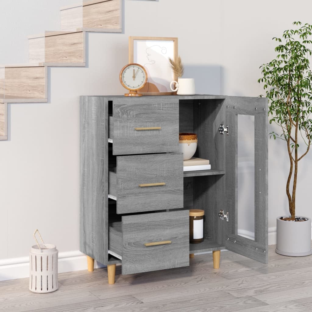 VidaXL Dressoir 69,5x34x90 cm bewerkt hout grijs sonoma eikenkleurig