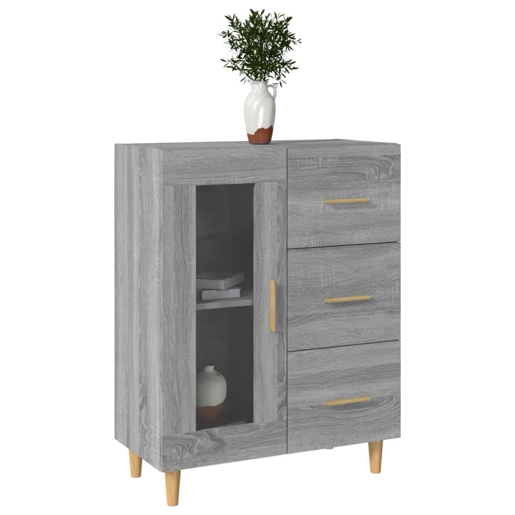 VidaXL Dressoir 69,5x34x90 cm bewerkt hout grijs sonoma eikenkleurig