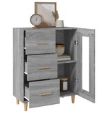 VidaXL Dressoir 69,5x34x90 cm bewerkt hout grijs sonoma eikenkleurig