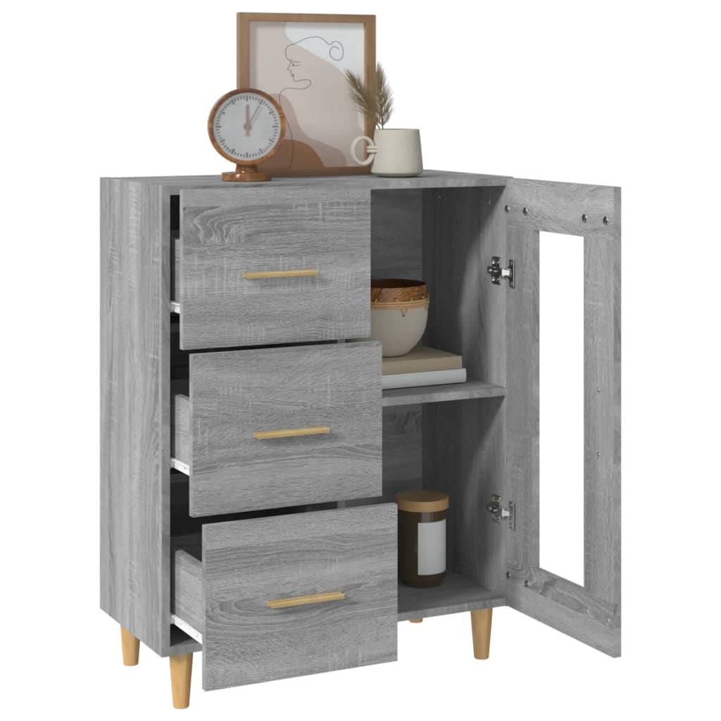 VidaXL Dressoir 69,5x34x90 cm bewerkt hout grijs sonoma eikenkleurig