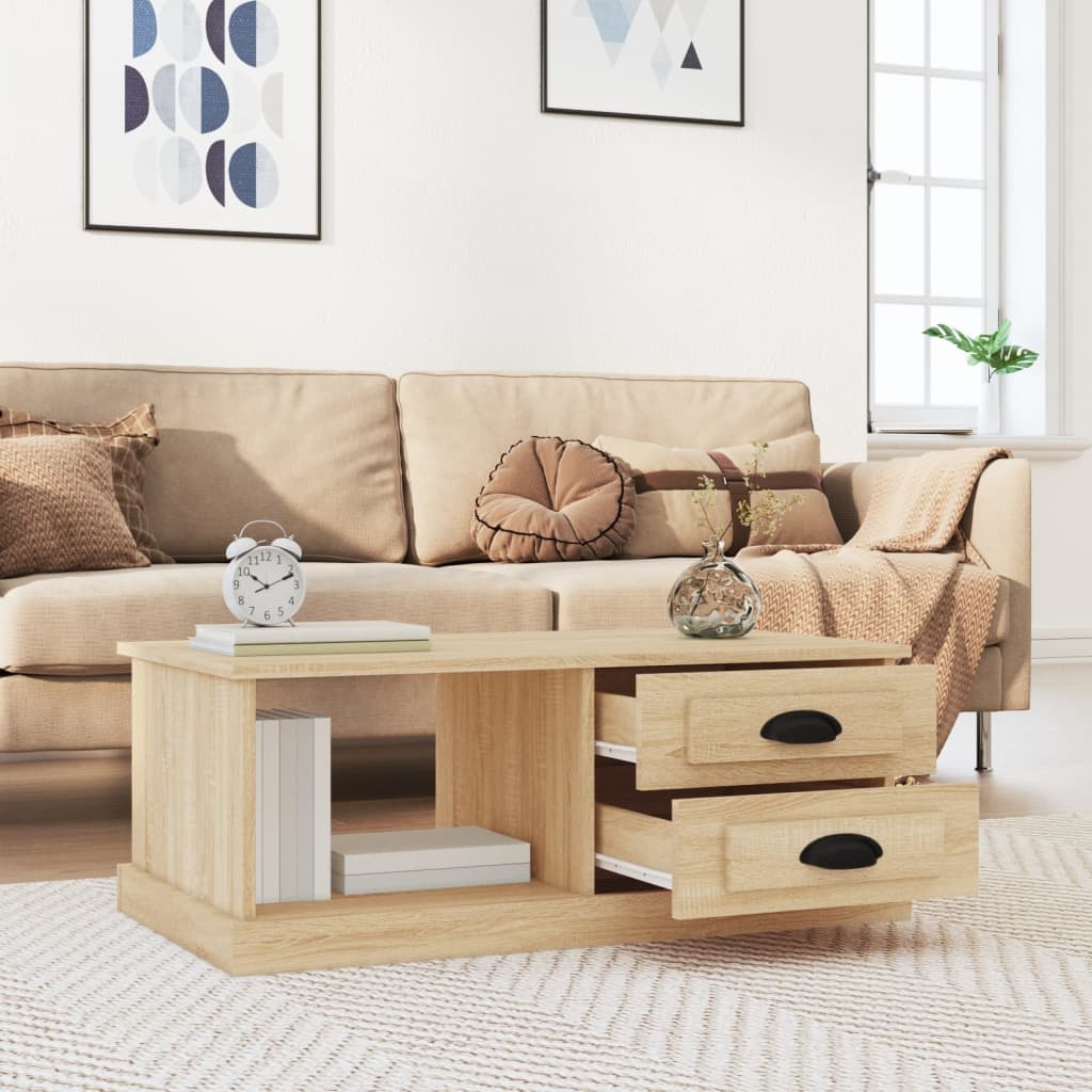 VidaXL Salontafel 90x50x35 cm bewerkt hout sonoma eikenkleurig