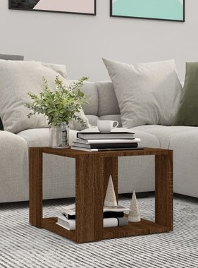 VidaXL Salontafel 40x40x30 cm bewerkt hout bruin eikenkleur