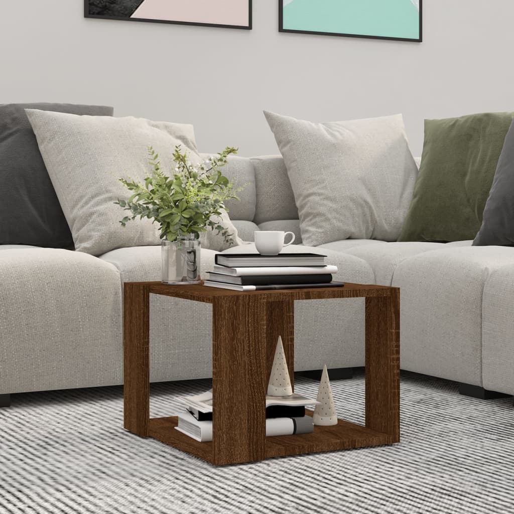 VidaXL Salontafel 40x40x30 cm bewerkt hout bruin eikenkleur