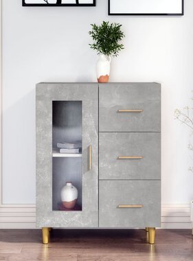 VidaXL Dressoir 69,5x34x90 cm bewerkt hout betongrijs