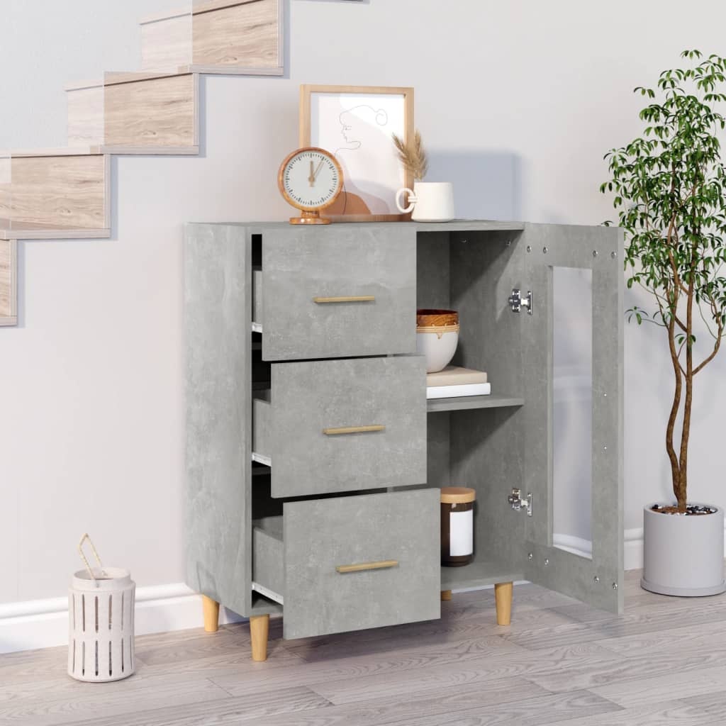 VidaXL Dressoir 69,5x34x90 cm bewerkt hout betongrijs