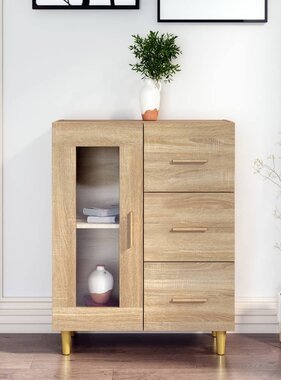VidaXL Dressoir 69,5x34x90 cm bewerkt hout sonoma eikenkleurig