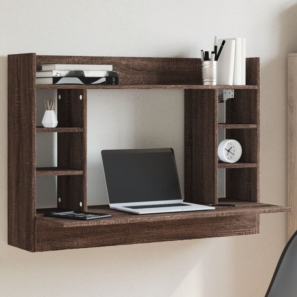 VidaXL Wandbureau 105x48x75 cm bewerkt hout bruin eikenkleurig