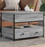 VidaXL Salontafel 70x50x50 cm bewerkt hout en metaal grijs sonoma