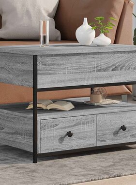 VidaXL Salontafel 70x50x50 cm bewerkt hout en metaal grijs sonoma