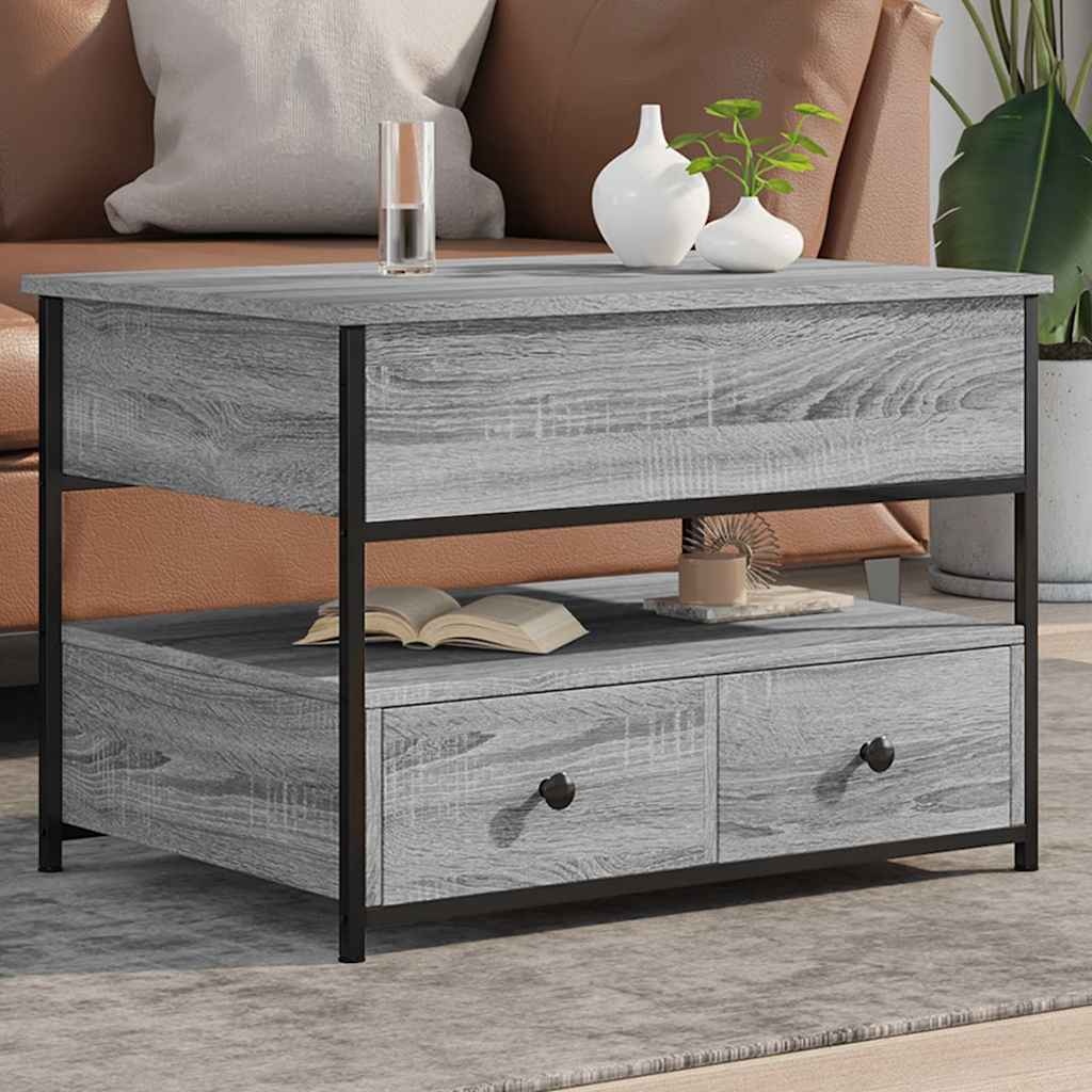 VidaXL Salontafel 70x50x50 cm bewerkt hout en metaal grijs sonoma