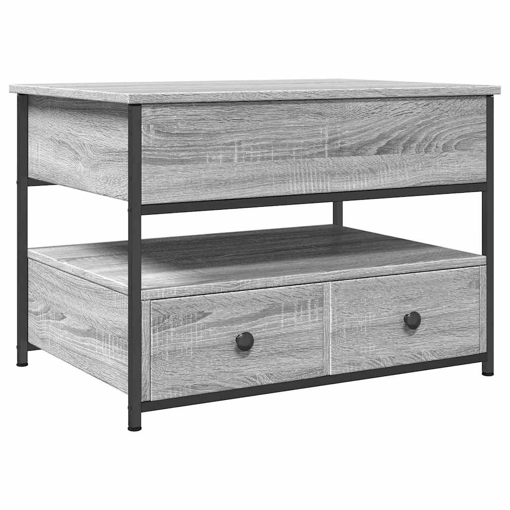 VidaXL Salontafel 70x50x50 cm bewerkt hout en metaal grijs sonoma
