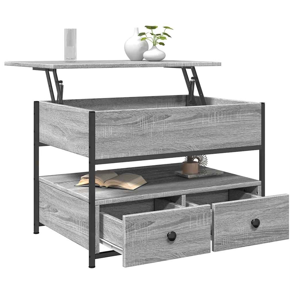 VidaXL Salontafel 70x50x50 cm bewerkt hout en metaal grijs sonoma