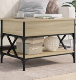 VidaXL Salontafel 70x50x50 cm bewerkt hout en metaal sonoma eikenkleur