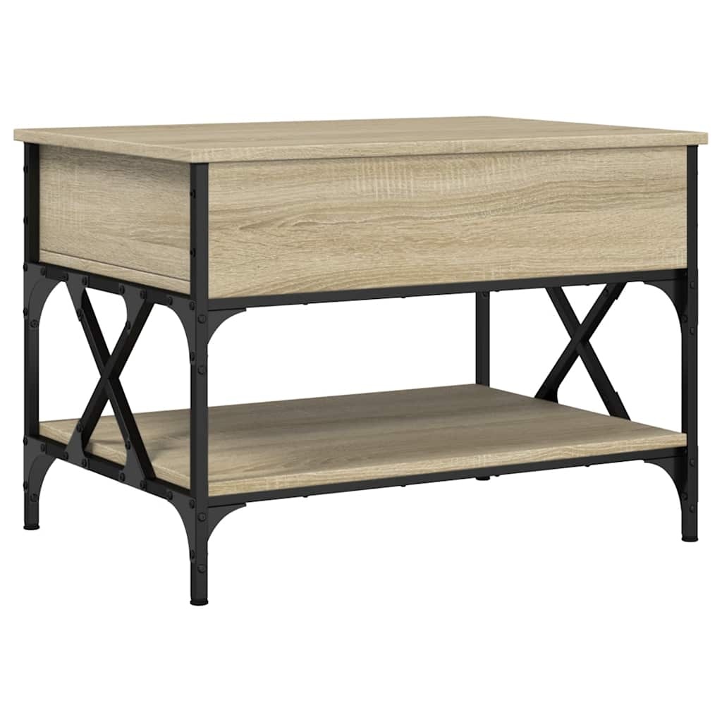 VidaXL Salontafel 70x50x50 cm bewerkt hout en metaal sonoma eikenkleur