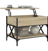 VidaXL Salontafel 70x50x50 cm bewerkt hout en metaal sonoma eikenkleur