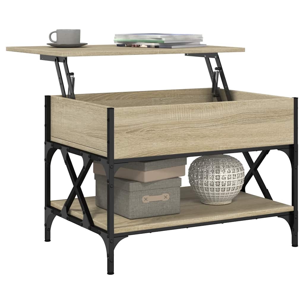 VidaXL Salontafel 70x50x50 cm bewerkt hout en metaal sonoma eikenkleur