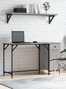 VidaXL Bureau 131x48x75 cm bewerkt hout grijs sonoma eikenkleurig