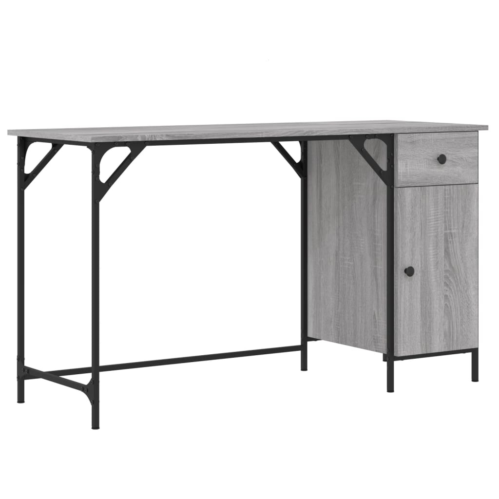 VidaXL Bureau 131x48x75 cm bewerkt hout grijs sonoma eikenkleurig