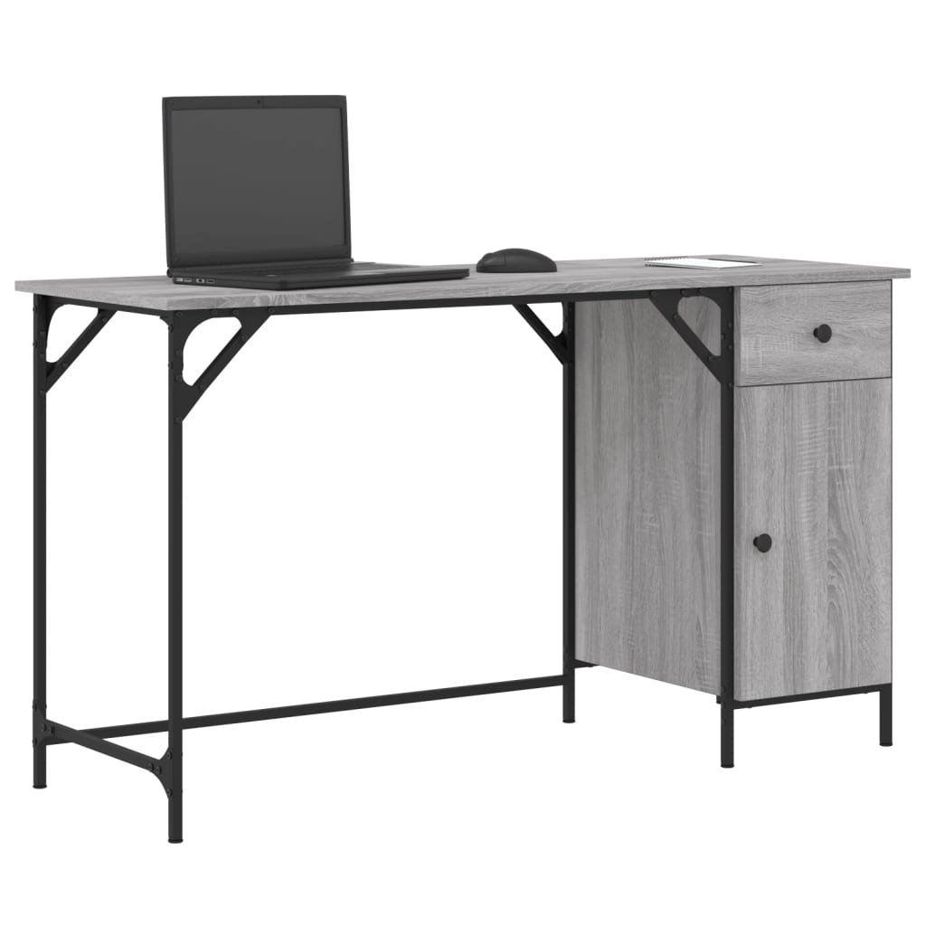 VidaXL Bureau 131x48x75 cm bewerkt hout grijs sonoma eikenkleurig