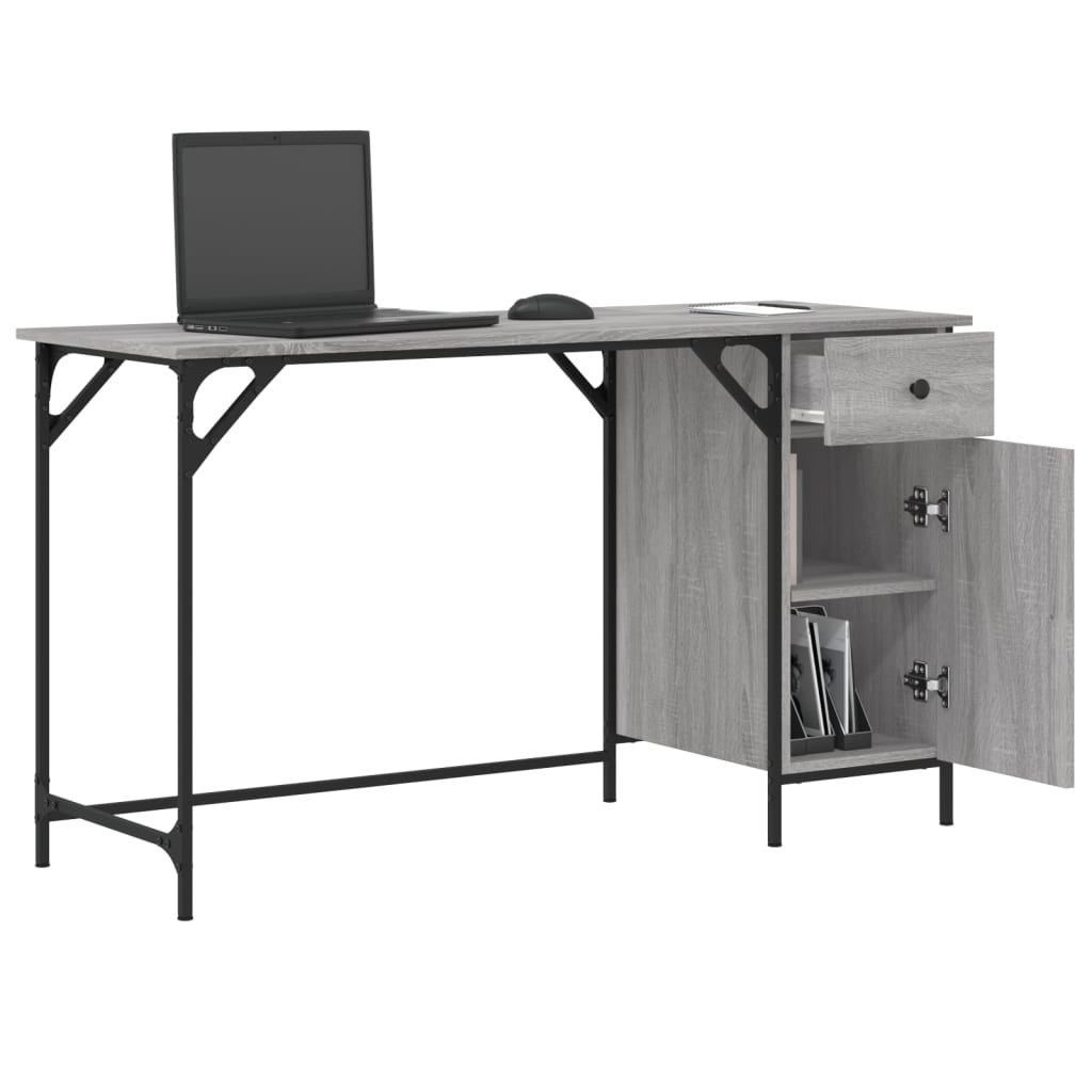 VidaXL Bureau 131x48x75 cm bewerkt hout grijs sonoma eikenkleurig