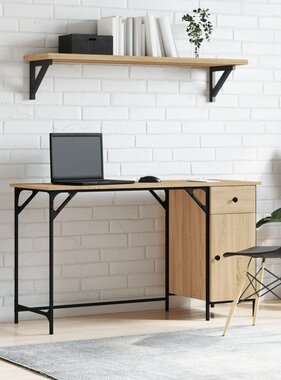 VidaXL Bureau 131x48x75 cm bewerkt hout sonoma eikenkleurig