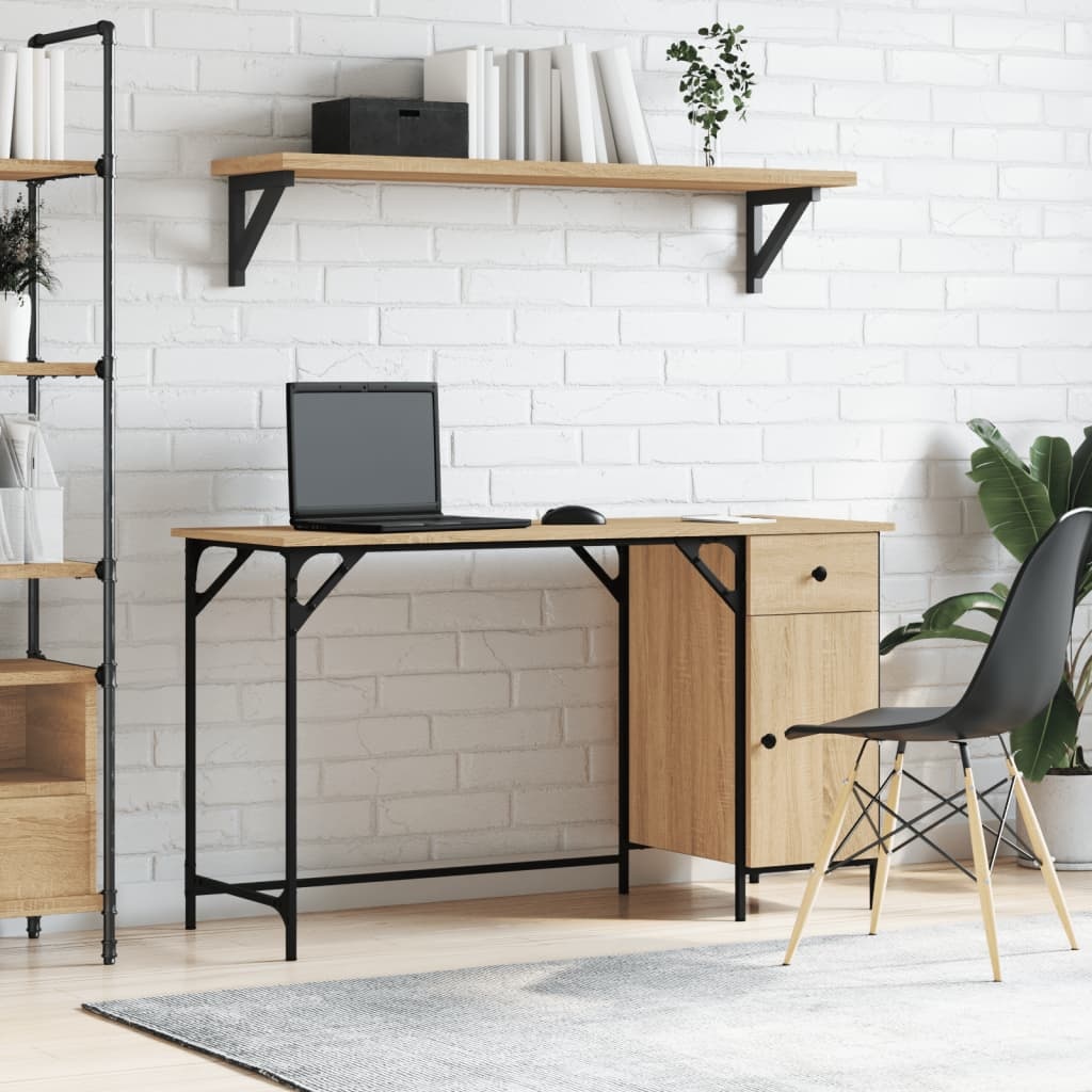 VidaXL Bureau 131x48x75 cm bewerkt hout sonoma eikenkleurig