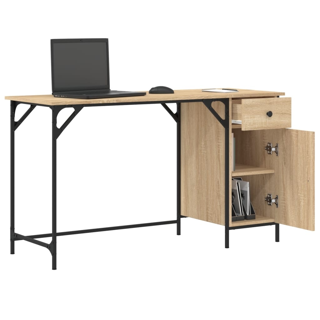 VidaXL Bureau 131x48x75 cm bewerkt hout sonoma eikenkleurig