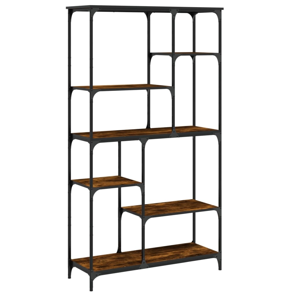 VidaXL Boekenrek 99x35,5x176 cm bewerkt hout en staal gerookt eiken