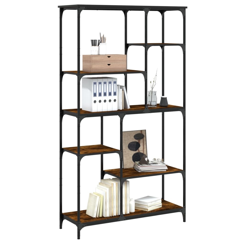 VidaXL Boekenrek 99x35,5x176 cm bewerkt hout en staal gerookt eiken